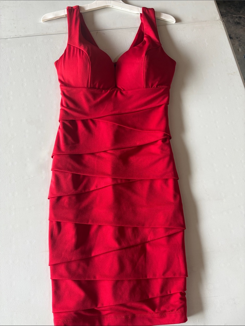 Windsor Red Sleeveless Tiered Bodycon Mini Dress